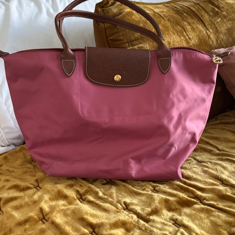 Longchamp Fuchsia and Chocolate Tote